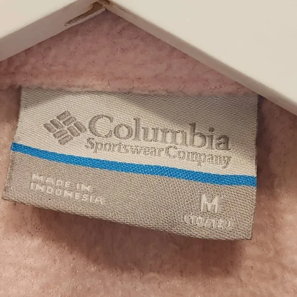 Columbia Girls Overlay Fleece Jacket Fall Warm Cozy Layer Pink - Size M (10/12)